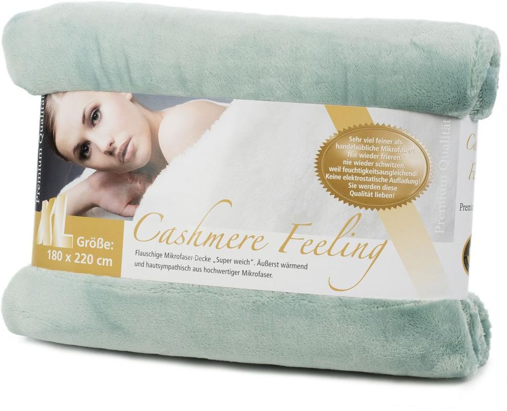 Gözze Premium Cashmere-Feeling Decke aqua 180x220 cm