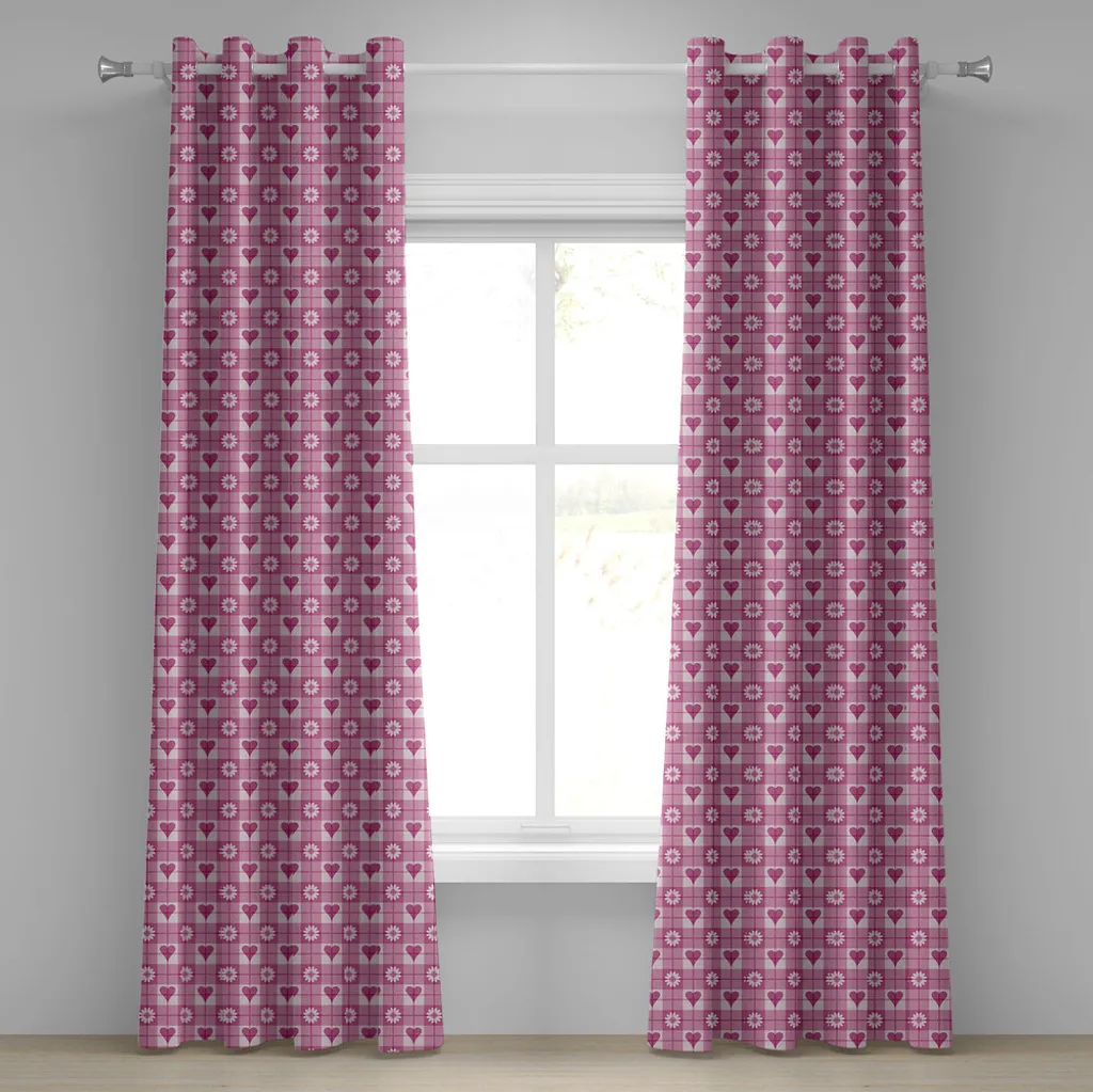 Rideau à œillets ABAKUHAUS 280x175 cm motif fleurs rose et magenta