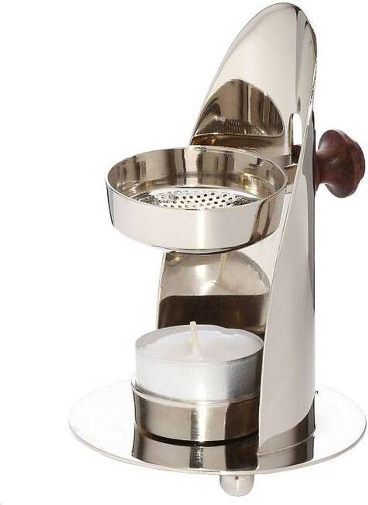 2x Verstellbarer Weihrauchbrenner Holzgriff Vernickelt Räuchergefäß Klein 1527