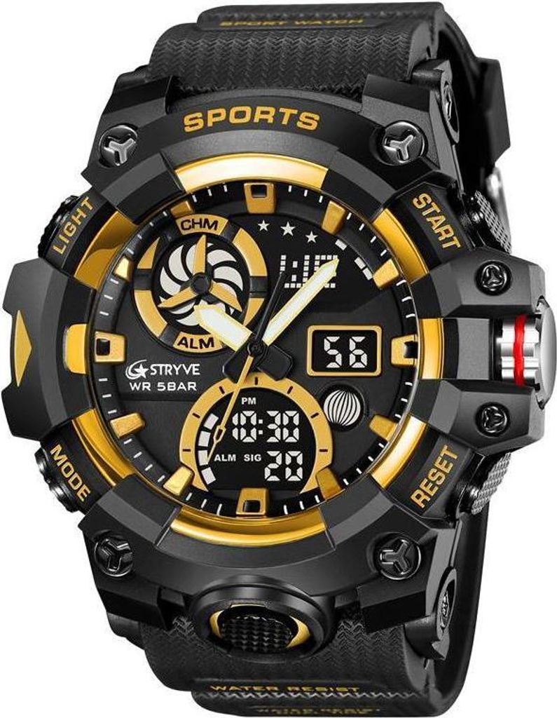 Robuste STRYVE HU-38684 Herren Uhr Schwarz/Gold – Sportlich & Elegant KP38684