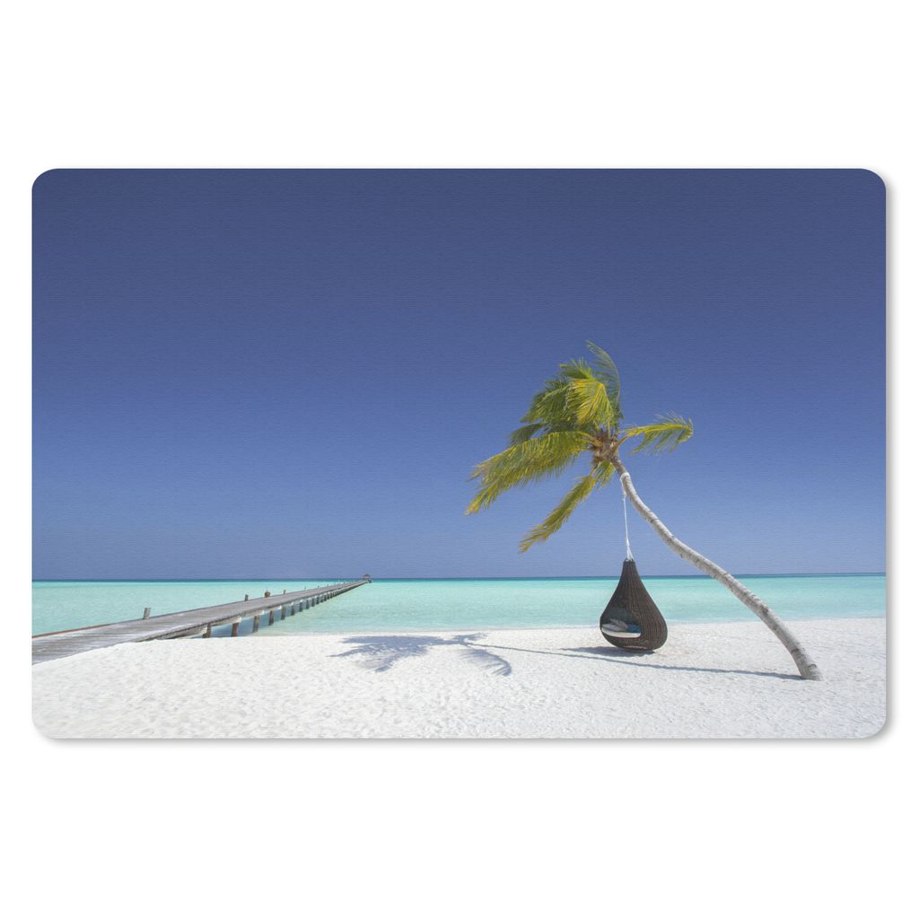 MuchoWow Schreibtischunterlage Hängematte - Palme - Strand 60x40 cm - XXL Mauspad - Großes Mauspad