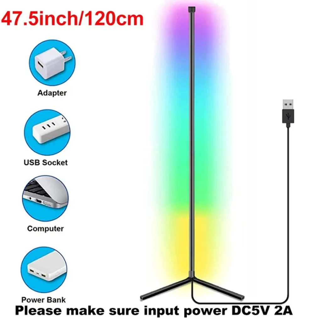 Lampadaire RVB variable Tuya Bluetooth 120cm noir design en L LED - 2