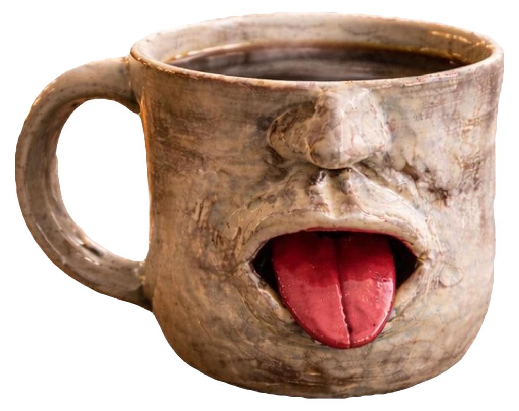 Keramikbecher mit herausgestreckter Zunge, großes Fassungsvermögen, lustiges Gesichtsmotiv, originelles Geschenk für Freunde zum Kaffeetrinken o...