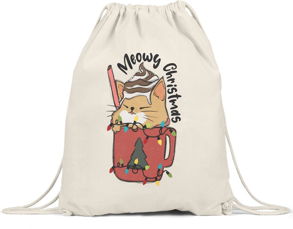 Meowy Christmas Turnbeutel Gymsack Cat Katze Katzenliebhaber Weihnachten Frohes Weihnachtsfest Heilig Abend Advent