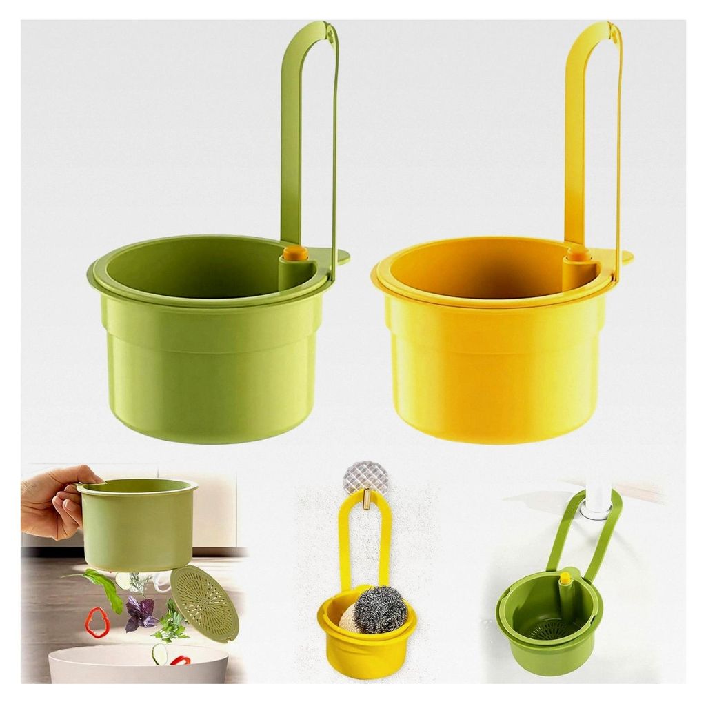 Snap-Button Spülbecken 2 Stück Wasserhahn Hängender Strainer mit Snap-Button für Küchenspüle Abnehmbar Grün und Gelb