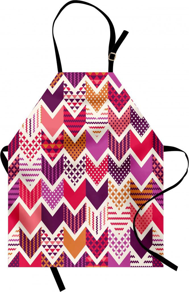 ABAKUHAUS Chevron Kochschürze, Bunte Pfeilmotive Chevron Linien Geometrische Patchwork inspirierte Muster Würfel, Farbfest Höhenverstellbar Wasc...