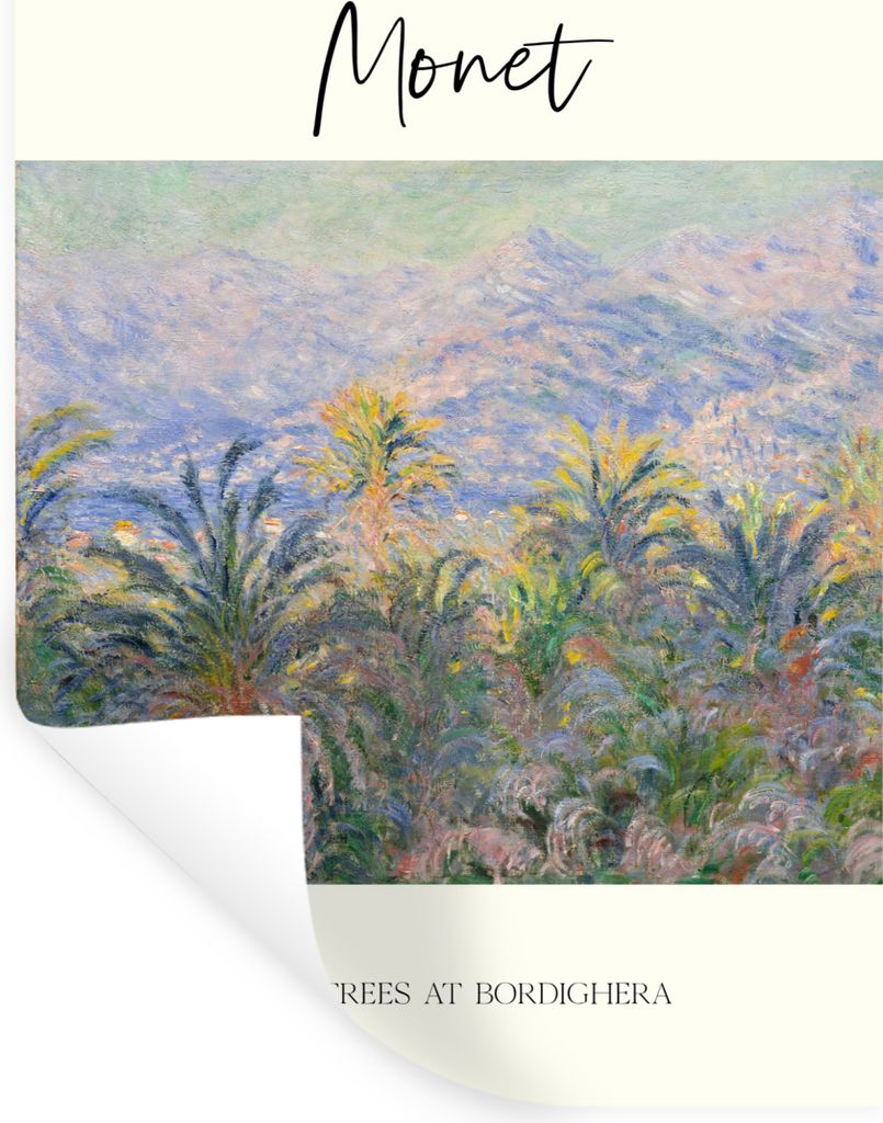 MuchoWow Wandtattoo Wandsticker Wandaufkleber Monet - Palmen in Bordighera - Kunst 90x120 cm Selbstklebend und Repositionierbar - Faltenfrei