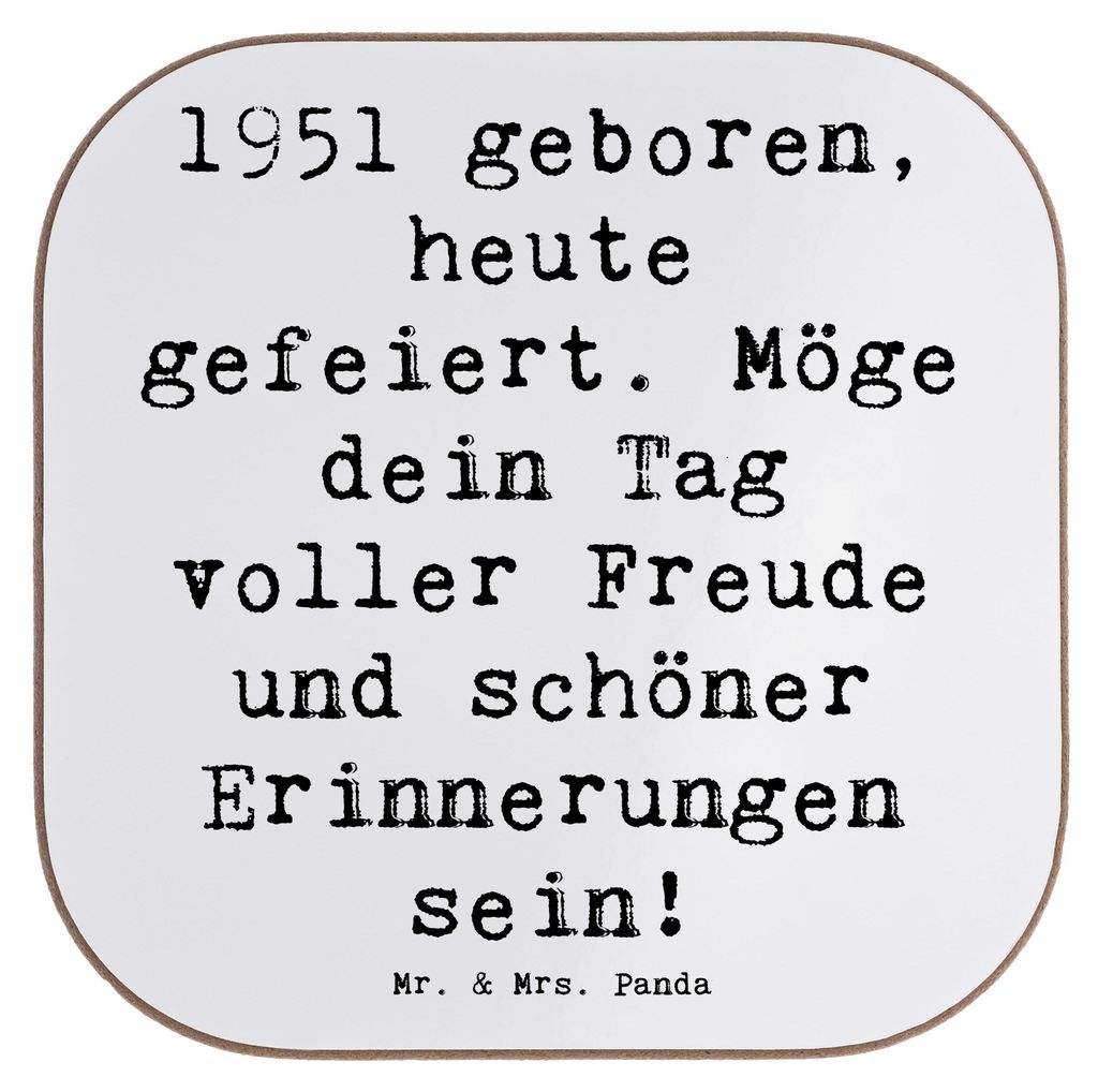 Mr. & Mrs. Panda Untersetzer für Gläser Spruch 1951 Geburtstag - Weiß - Geschenk, Happy Birthday, Tischschoner, Glas, Nostalgie, Geburtstagsgesc...