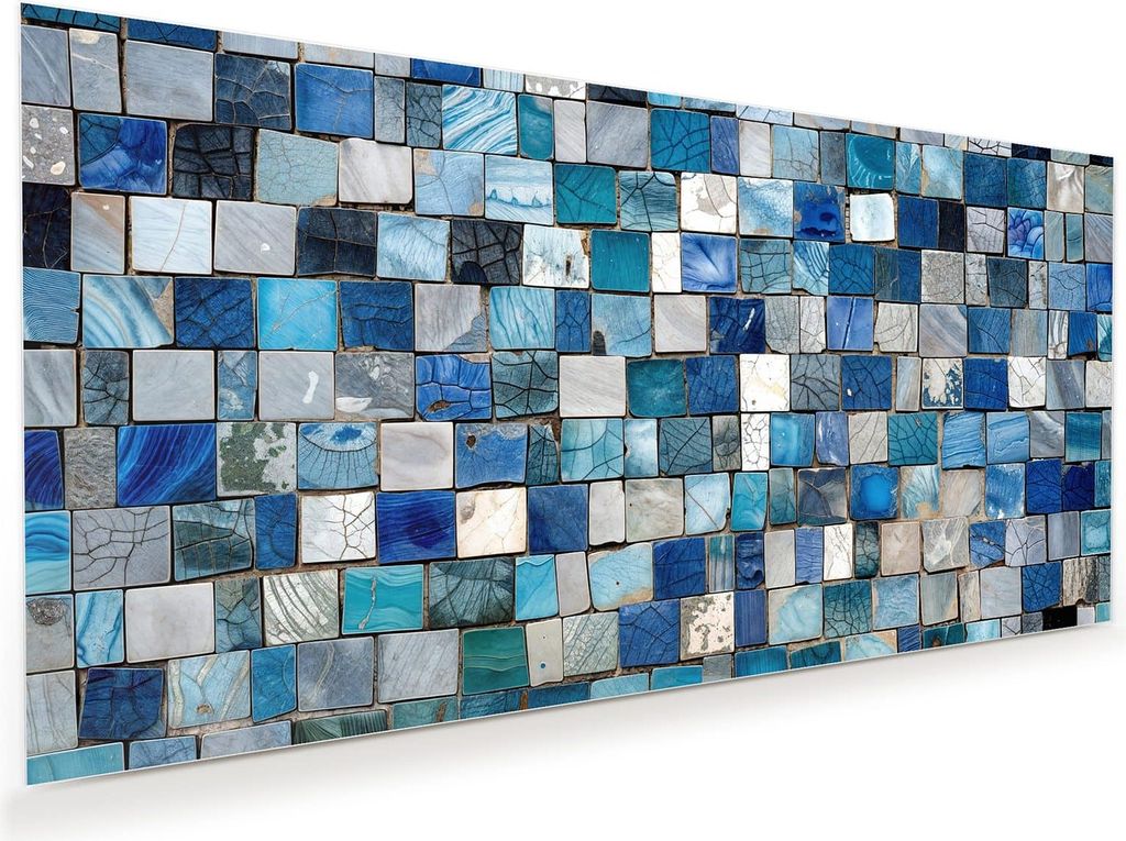 Glasbild 100x50cm in XXL für Wohnzimmer, Schlafzimmer Motiv Mosaikfliesenmuster