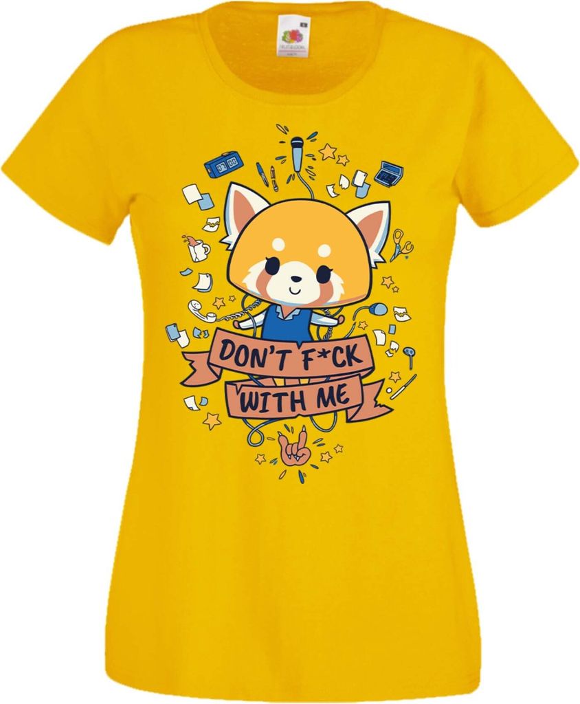 Damen T-Shirt Manga Anime Aggretsuko 01 Aggretsuko, Lady XL / Gelb