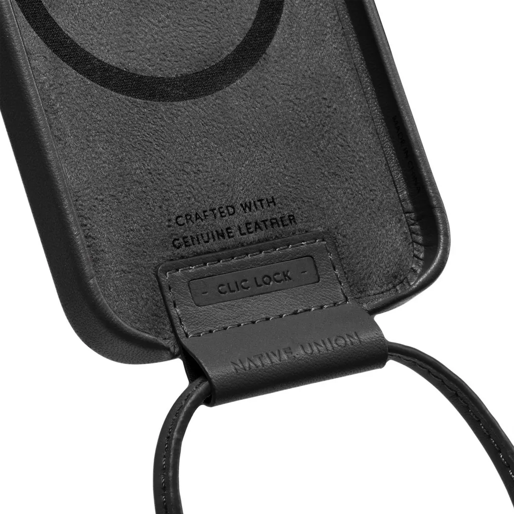 Bandoulière Cuir Native Union Clic Case Noir - Réglable et Résistante