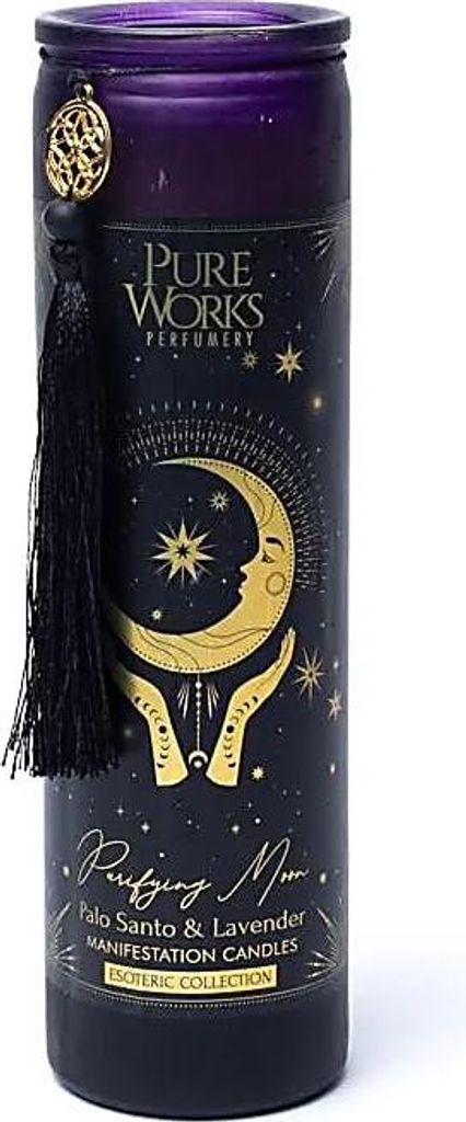 Manifestationskerze Purifying Moon im Glas mit Quaste – 300 g Packung mit 6 Stück