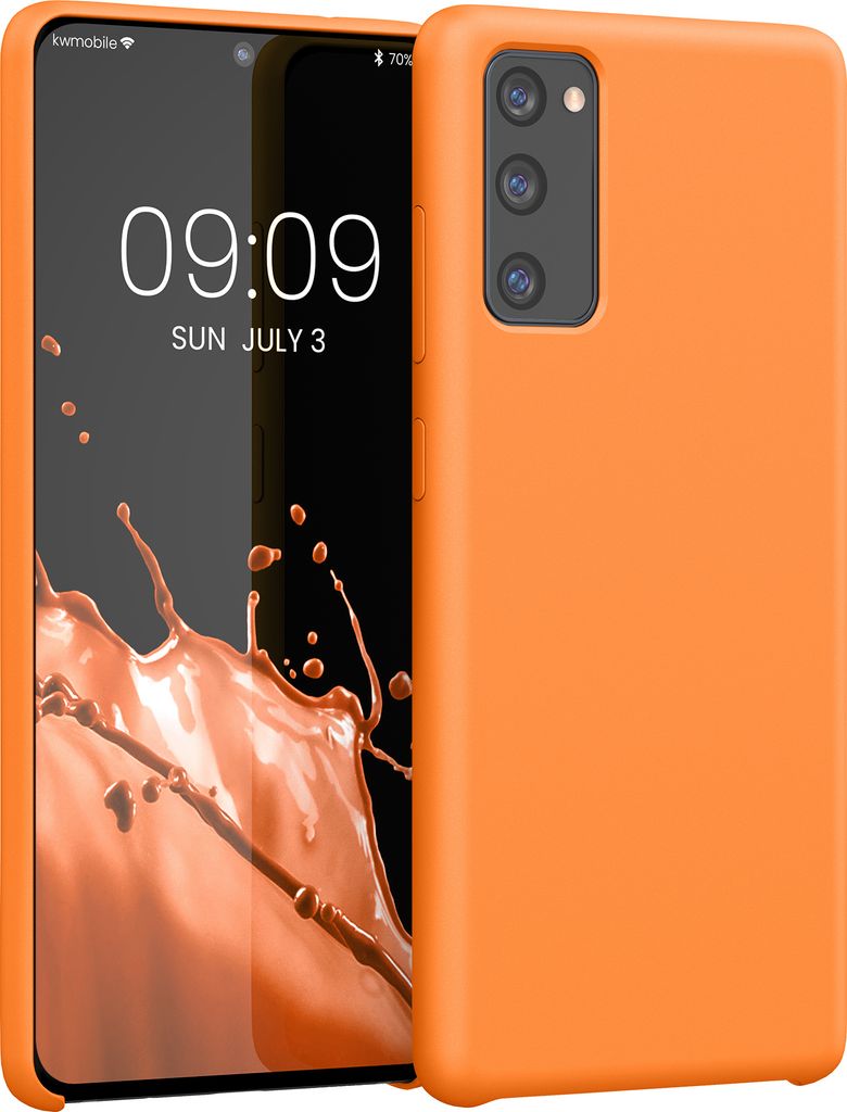 kwmobile Hülle kompatibel mit Samsung Galaxy S20 FE Hülle - Silikon Handy Case - Handyhülle weiche Oberfläche - kabelloses Laden - Fruity Orange