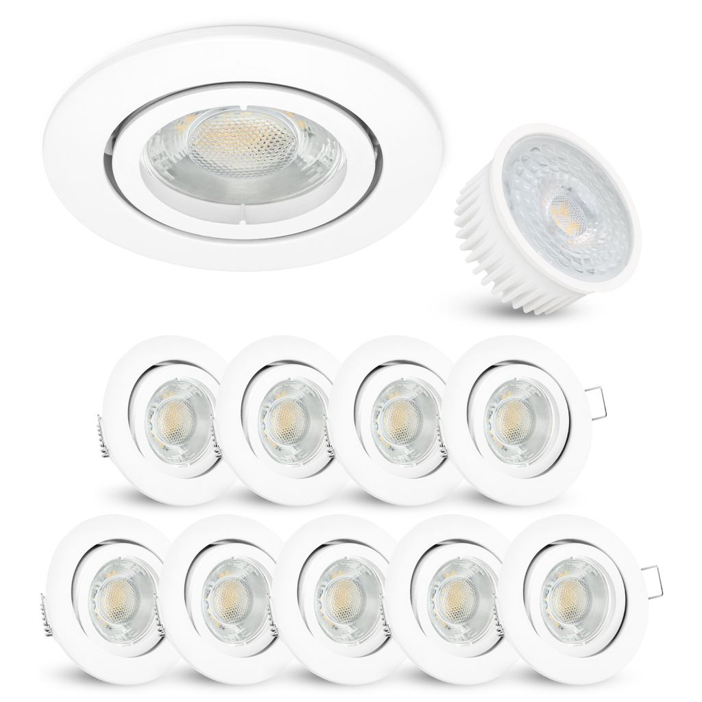 LED Einbau-Strahler-Spots warmweiß 5W/230V schwenkbar dimmbar Edelstahl ode weiß 