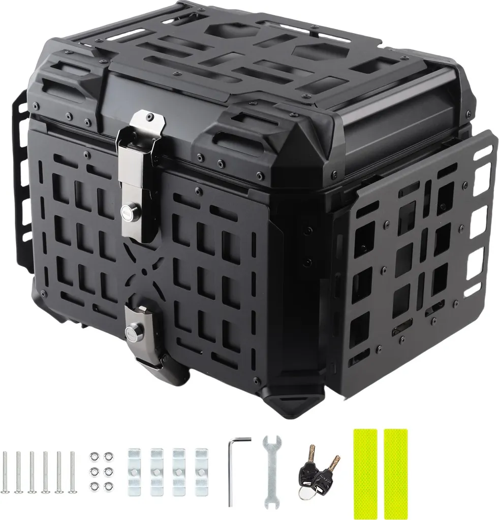 Top Case Moto 45L Aluminium Pliable - Bagage Arrière à Ouverture Rapide