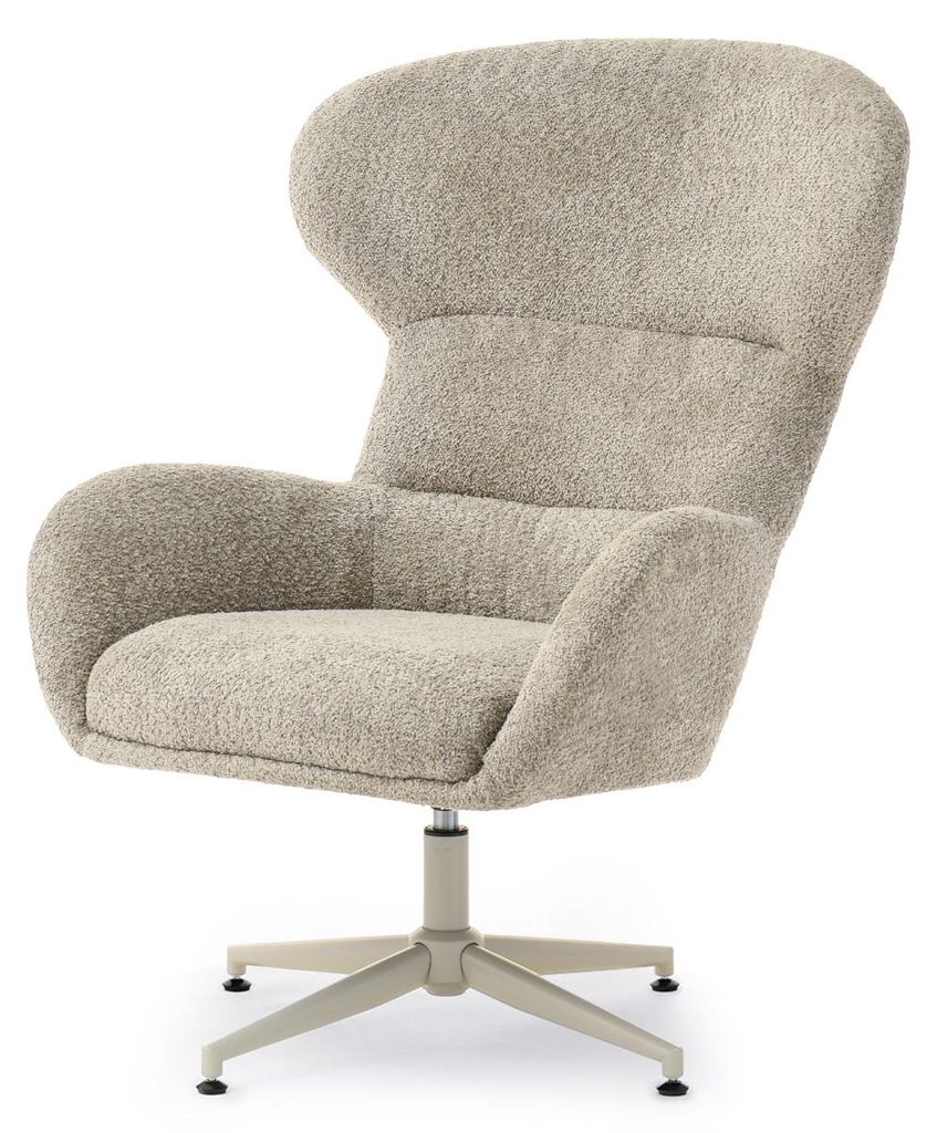 Drehstuhl Beige/Creme mit Drehfunktion, vollständig gepolstert, 80x105x85 cm