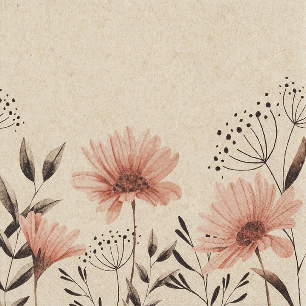 20 Servietten Eco Line Delicate Flowers - Hübsche Blumen Eco 33x33cm