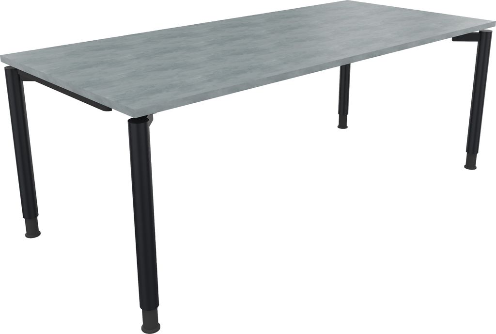 Schreibtisch Vierfuß Rundrohr B2000xT900xH680-820 an/Beton hell