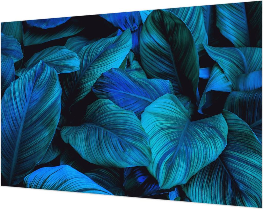 Wandtapete - Dekorative Tapete für Wohnzimmer- Tapetenfolie für Wanddekoration - 104x70 cm - Blaue Blätter