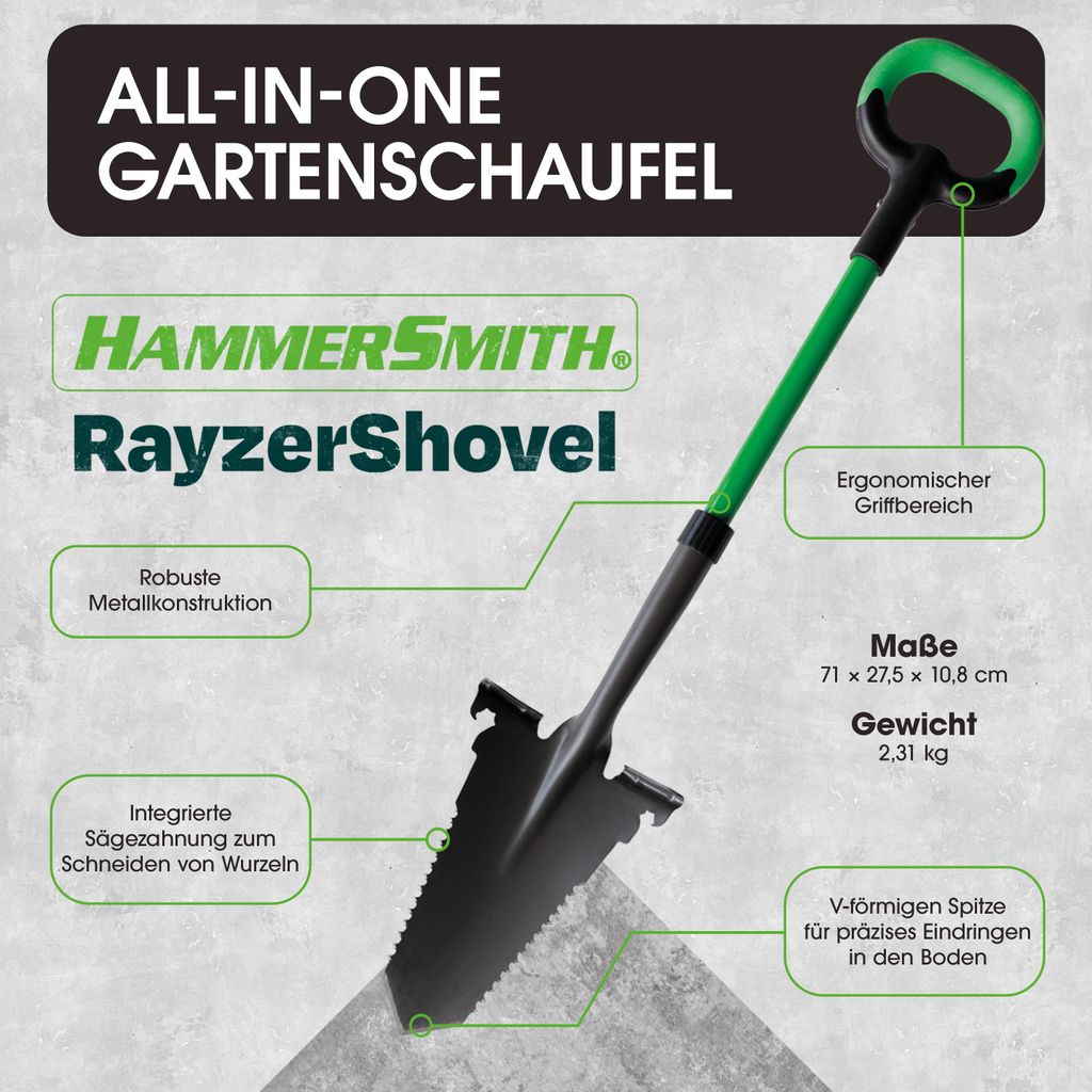 Hammersmith RayzerShovel – Spaten mit Wurzelsäge für harte, Produktbild 