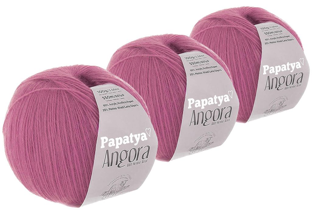 Papatya Angora Style Wolle 1650m/3x100g Strickgarn 20% Produktbild 