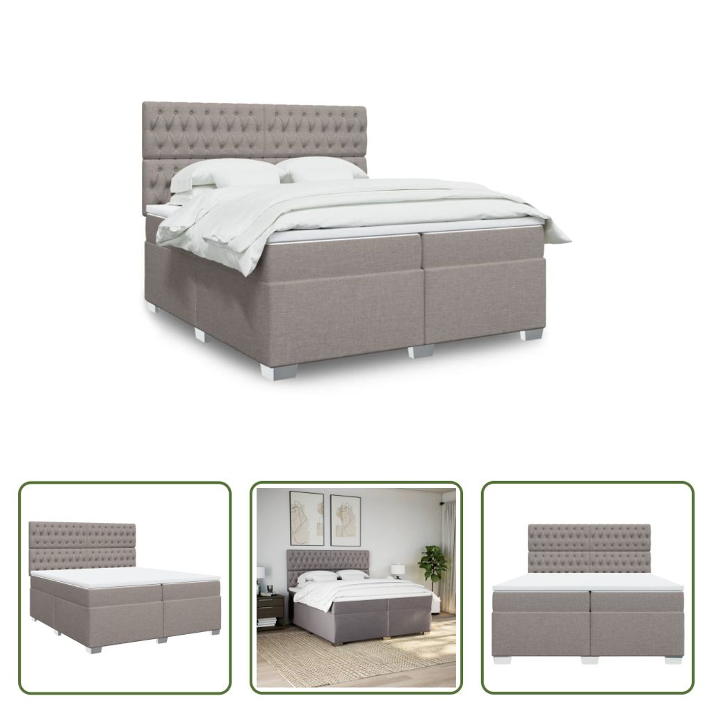 The Living Store Boxspringbett mit Matratze Taupe 200x200 cm Stoff