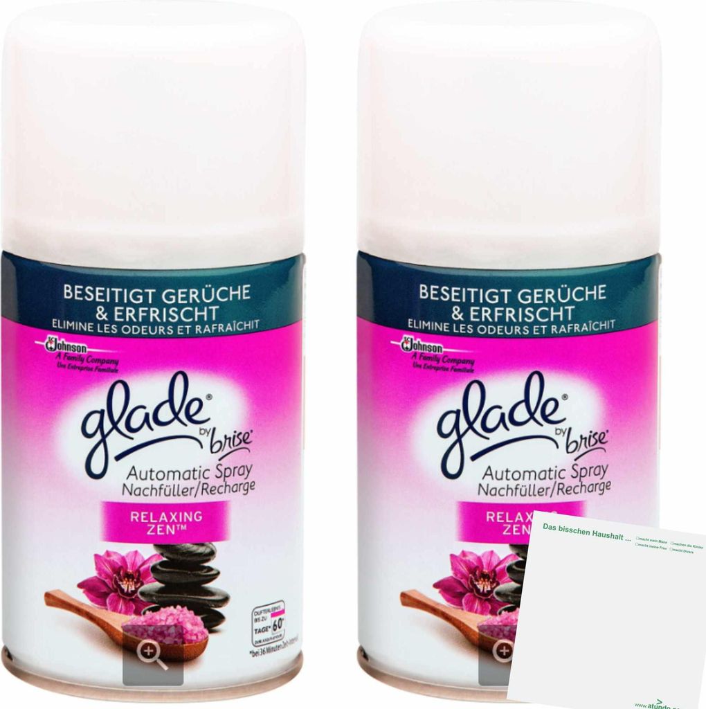 Glade Automatic Spray Relaxing Zen Duft 2er Pack (2x269ml Dose) + usy Block