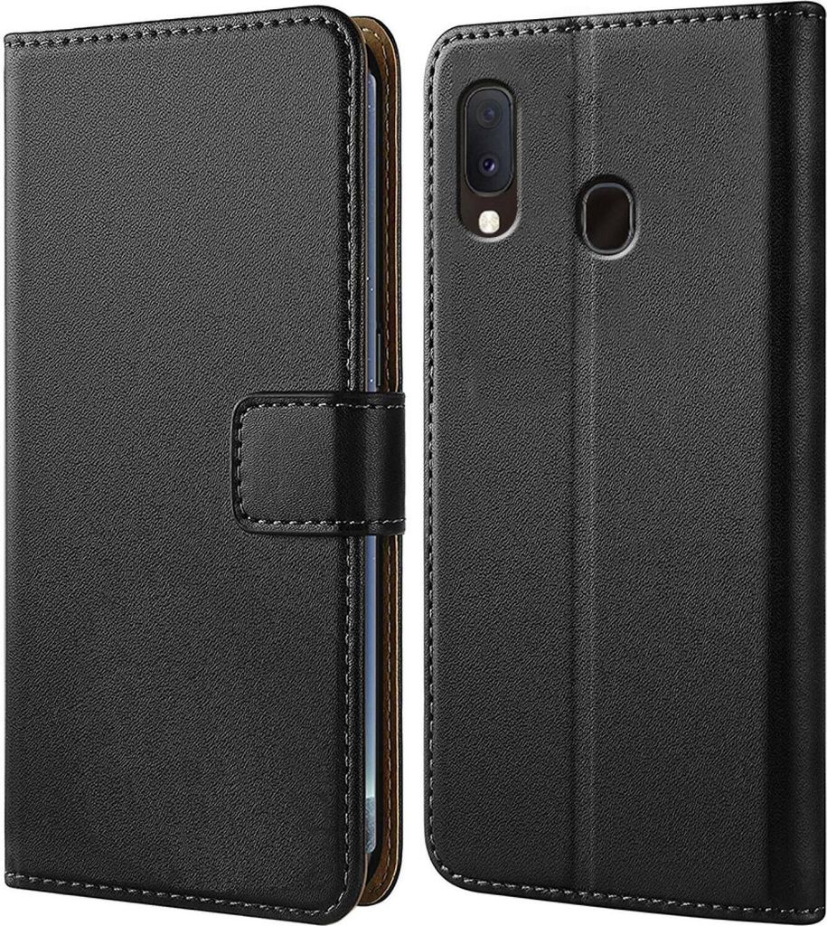 Handy Tasche für Samsung Galaxy A20e Schutzhülle Bookstyle Etui Klapphülle Wallet Flip Cover Case Schwarz