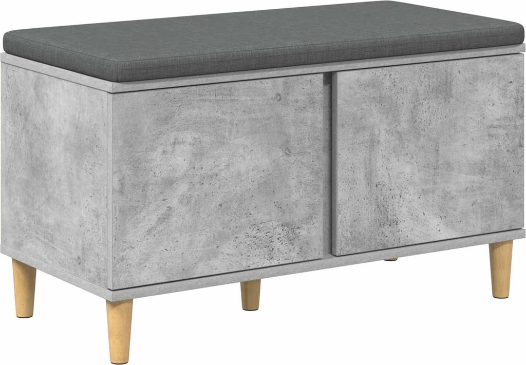 vidaXL Flurbank mit Kissen mit Speicher Betongrau 80 x 38 x 46 cm