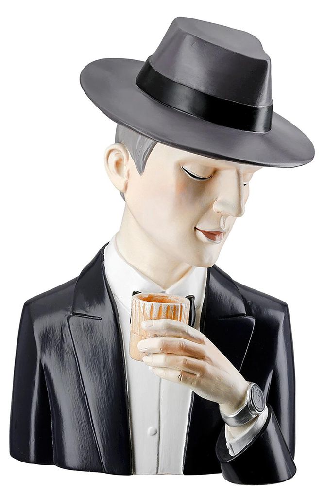 Gilde Figur, Mann, "Gentleman mit Whiskyglas", Poly, grau, Zdjęcie produktu 