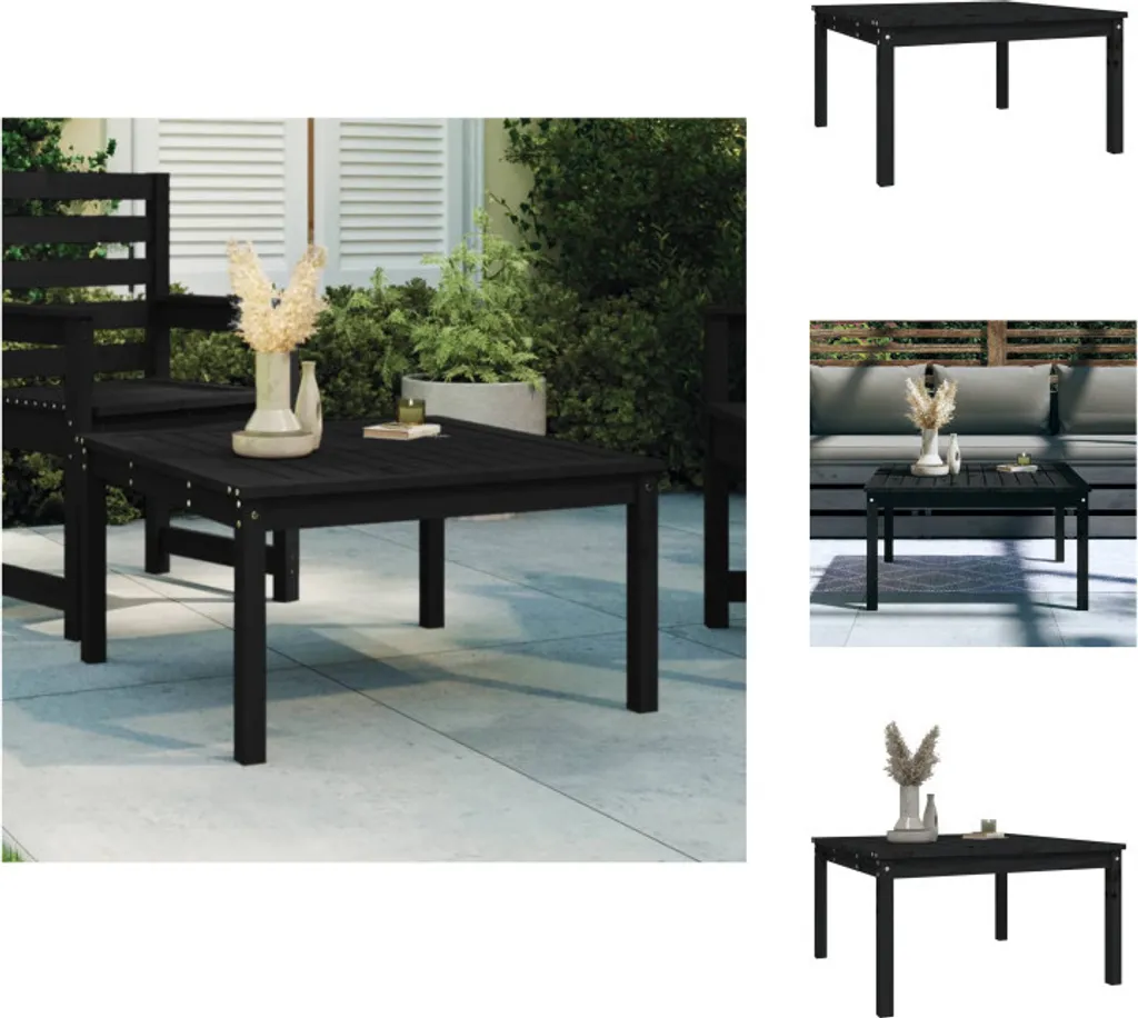 Tavolo da Giardino Nero 82,5x82,5 cm in Legno Massello di Pino vidaXL