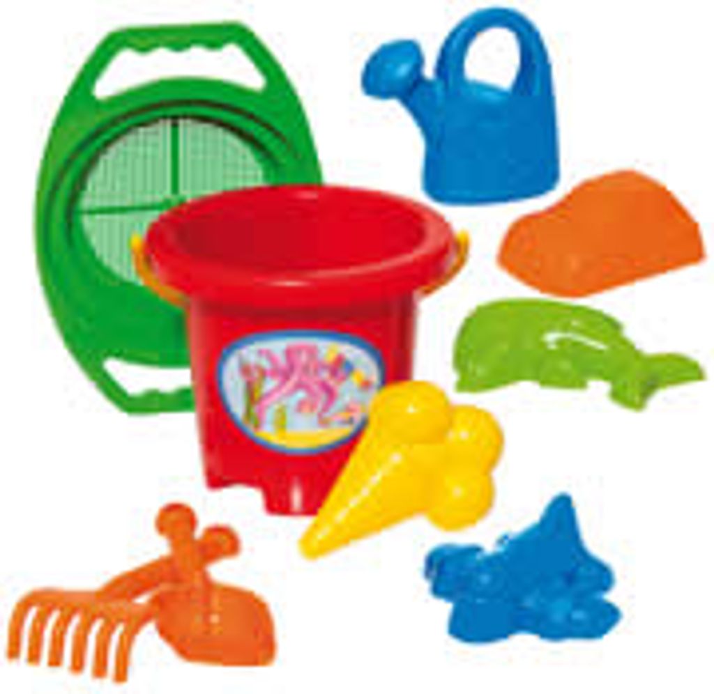 Sandspielzeug Set Schaufel Rechen Eimer Förmchen Sieb Gießkanne Kinder Eimergarnitur 9-tlg.