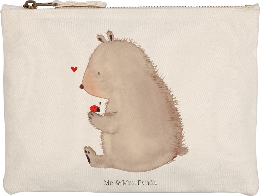 Mr. & Mrs. Panda Kulturtasche Bär Marienkäfer Grösse XL Große - Weiß - Geschenk, Motivation, Liebe, Pouch, Federtasche, Freiheit, Federmappe, ...