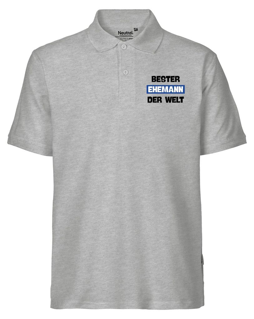 Huuraa Herren Polo Shirt Bester Ehemann der Welt XL Sport Grey Bio Baumwolle Fairtrade Poloshirt Geschenkidee