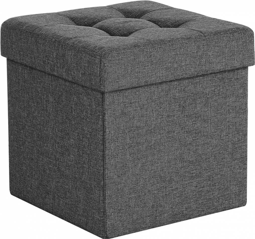 Šedý prošívaný puf 38 cm sedák podnožka Obrázek produktu 8