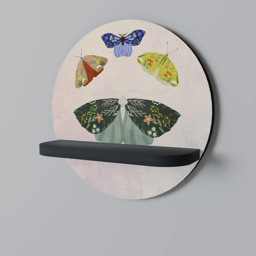 Étagère murale circulaire noire MOTH rangement déco salon et bureau