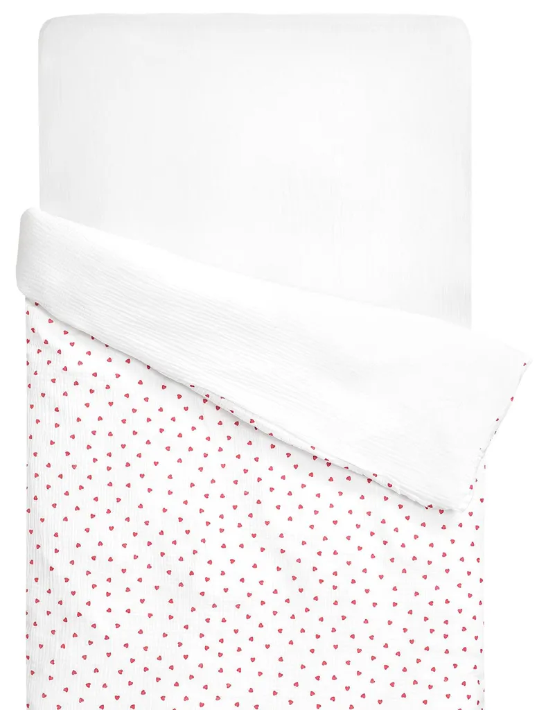 Housse de couette 80x120 cm en coton rouge réversible Lovio Kids