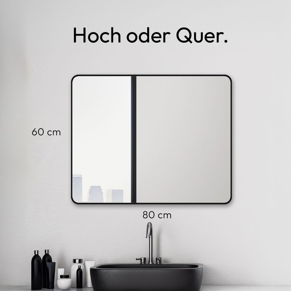 TALOS Black Living miroir de salle de bain 80x60 cm - Image du produit 