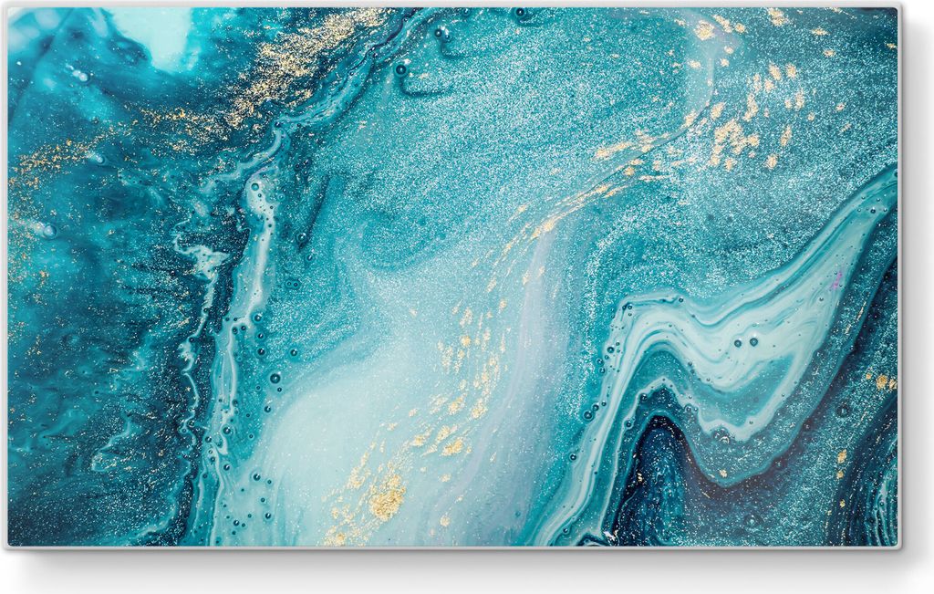 DEQORI Frühstücksbrett Glas 23x14 cm 'Meer aus Marmor' Schneidebrett Platte