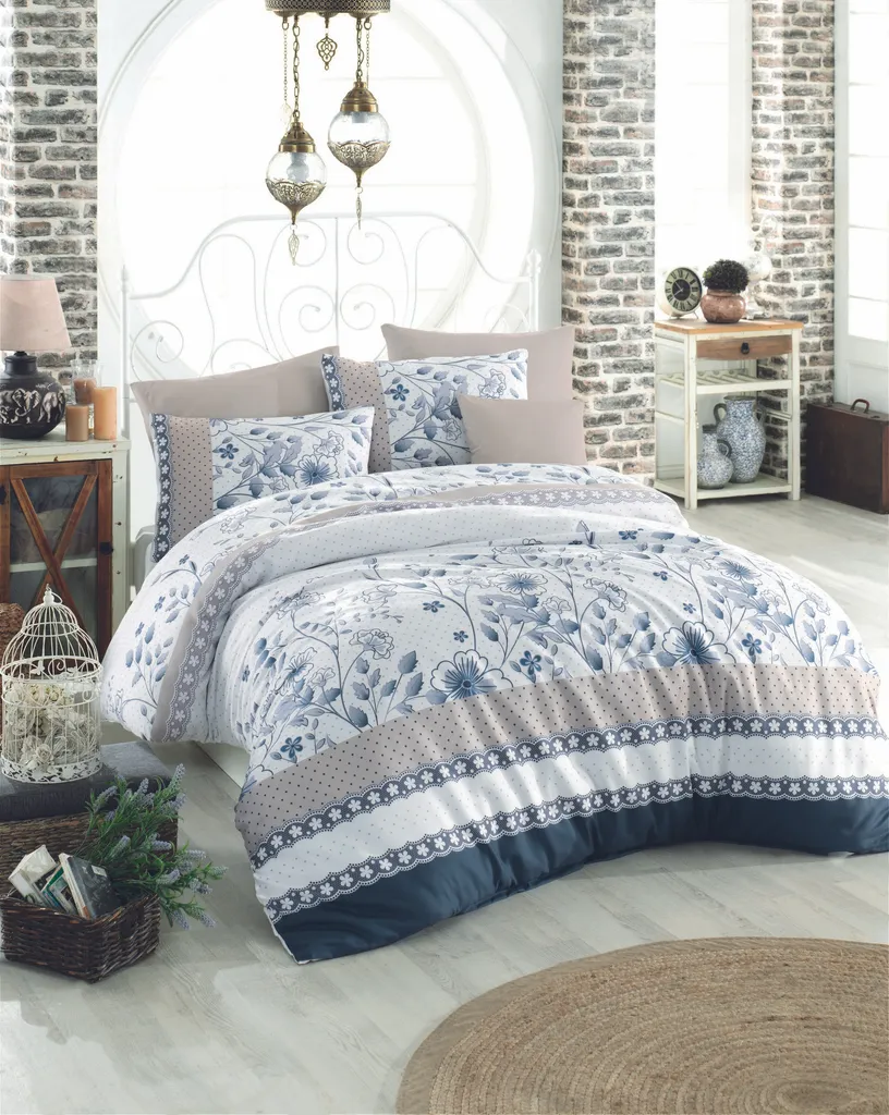 Couette Bleu Adal 100 % Coton Renforcé Haute Densité - Confort Durable