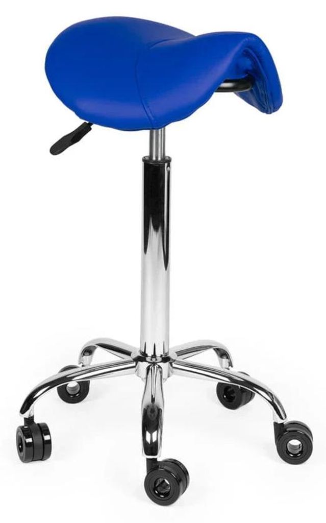 Friseurhocker Blau Auf Räder - Hoch / ohne Fußstütze
