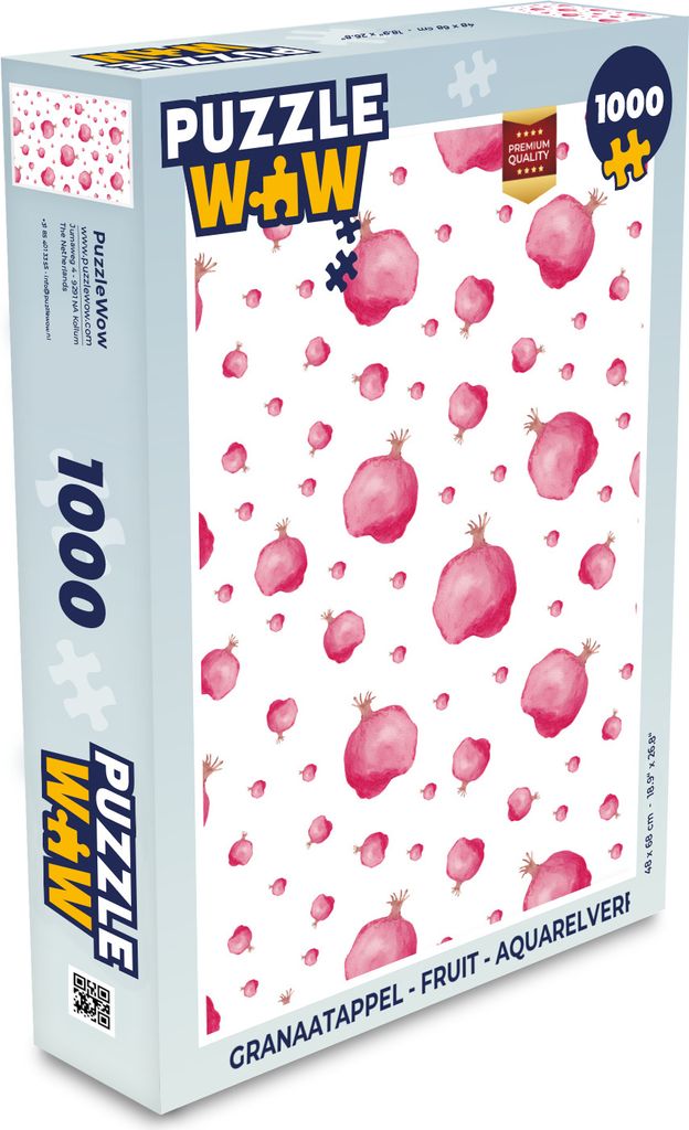 MuchoWow Puzzle 1000 Teile Granatapfel - Obst - Aquarellfarbe - Spielzeug - Alt und Jung - Spiele - Puzzeln