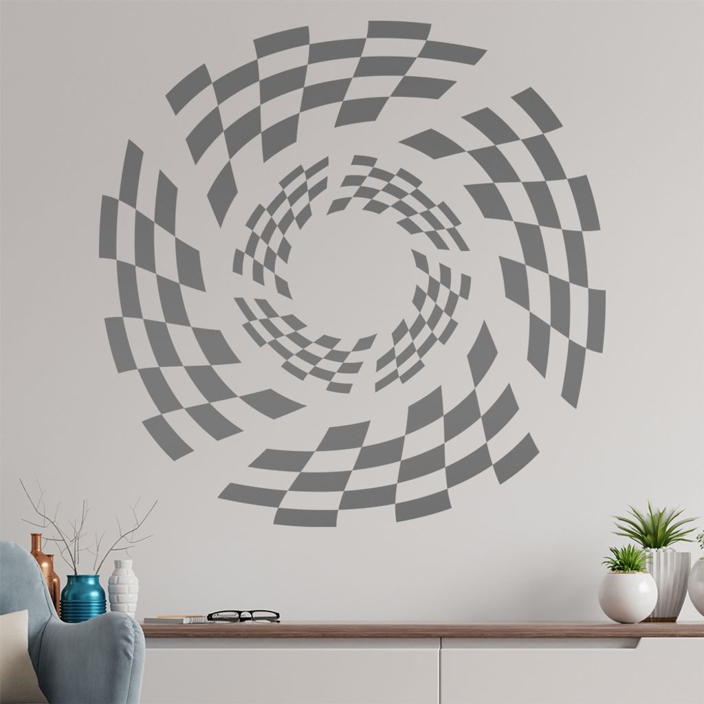 Karo Muster Wirbel Wandtattoo in 6 Größen - Wandaufkleber Wall Sticker - Dekoration, Küche, Wohnzimmer, Schlafzimmer, Badezimmer