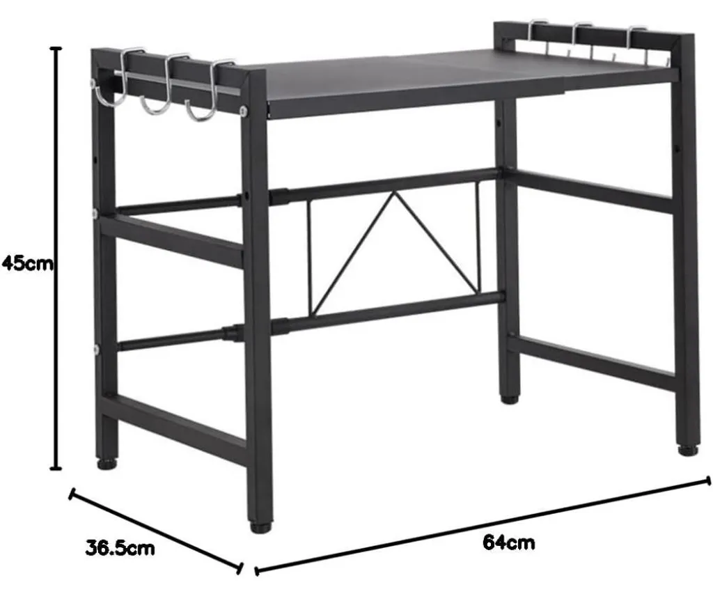 Étagère micro-ondes extensible et robuste, rangement cuisine noir mat - 5