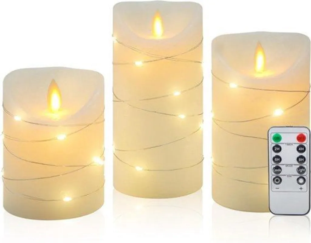 Bougies LED à flamme vacillante rechargeables avec télécommande - Blanc