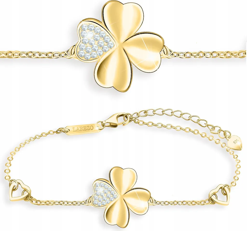 Bracciale Elegante Quadrifoglio Oro e Zirconi | Argento 925 Donna