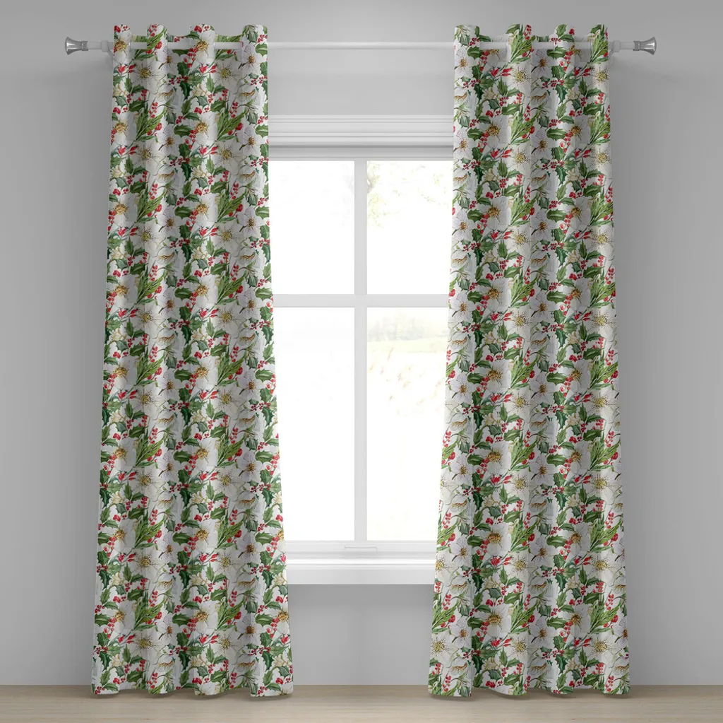 Tende Natale ABAKUHAUS 280x245 Lavabili | Stella di Natale e Bacche