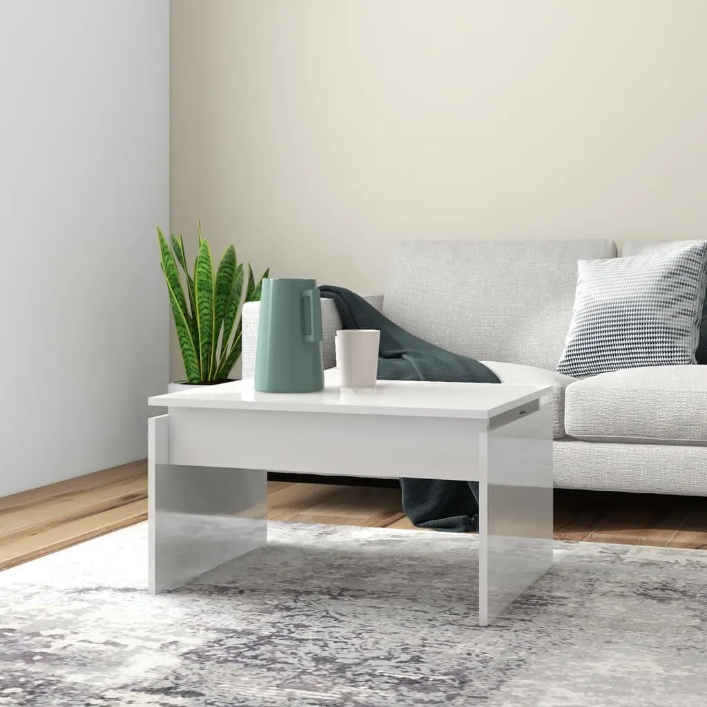 Tavolino Basso Bianco Lucido 68x50x38 cm | Design Moderno Economico - 1