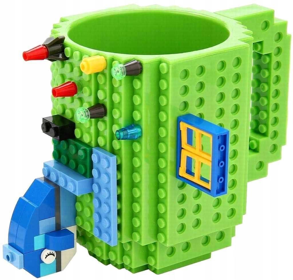Große Bauklötze-Tasse 350 ml + Bauklötze-Set für Kinder, für kalte und warme Getränke, als Geschenk – Grün