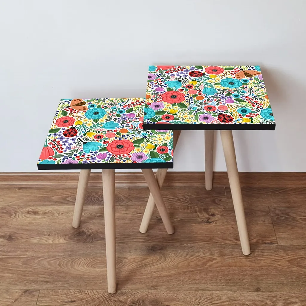 Table Gigogne Multicolore Lot de 2 Tables Basses en MDF Skye Decor 2Shp4